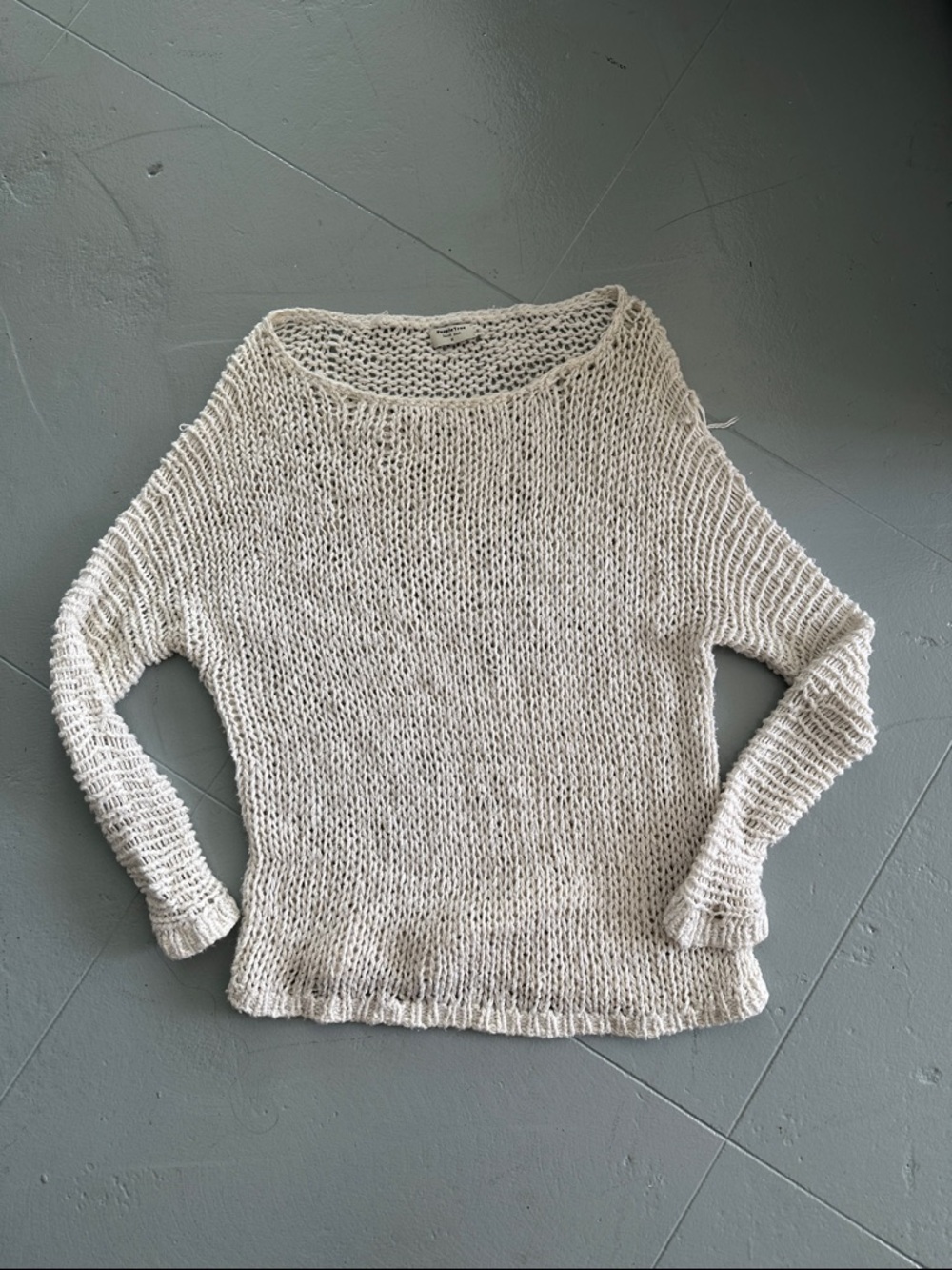 People Tree Soft Open-Knit Cream Crewneck Sweater